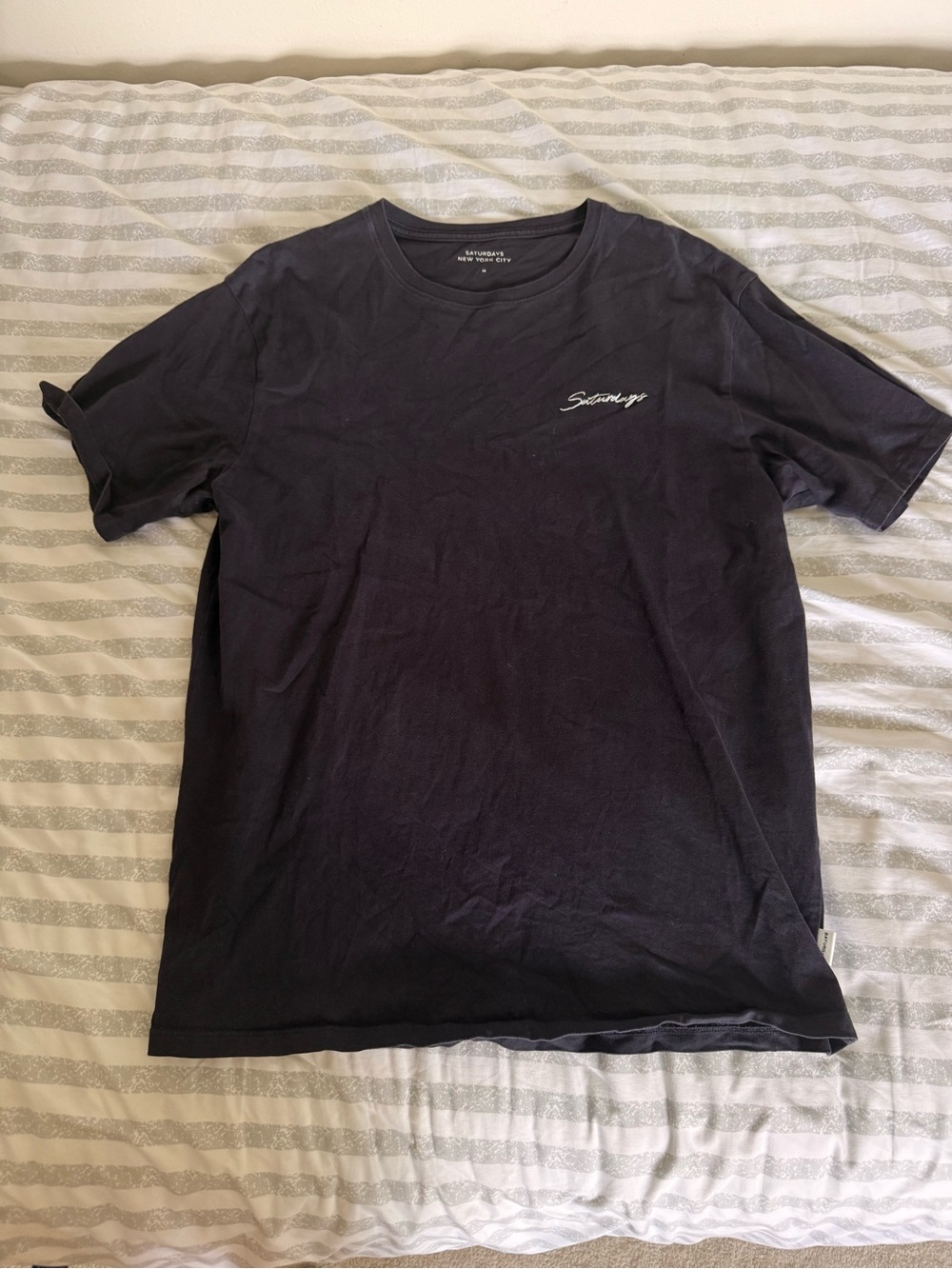 Saturdays New York City Black Crewneck Tee with Script Logo